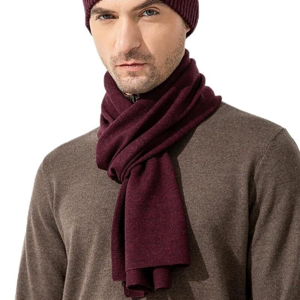 8813 100% Merino Wool Scarf, Beanie Hat Gift Box Set